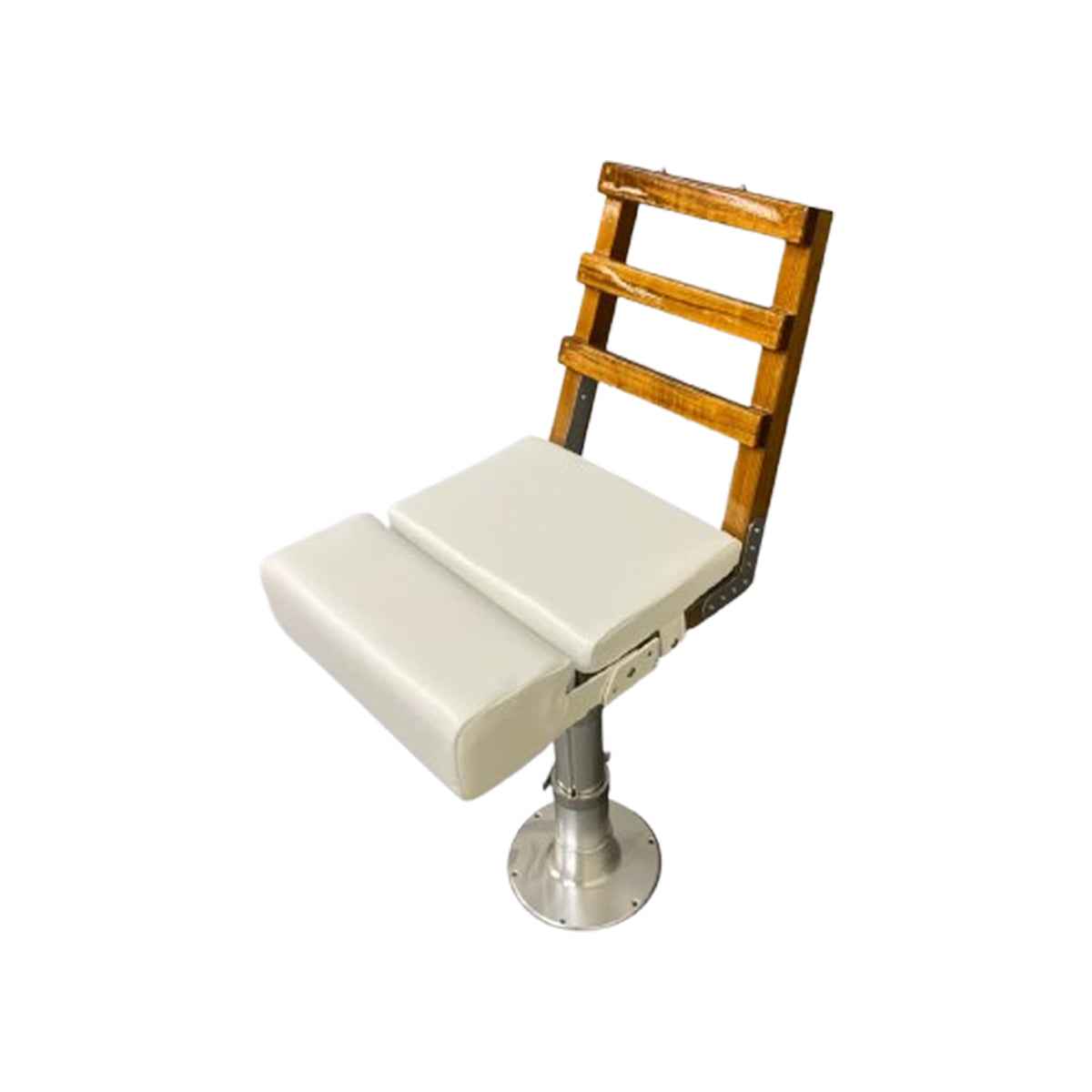 3 Rung Armless Teak Ladderback with Flip Up Bolster - stainless steel hardware