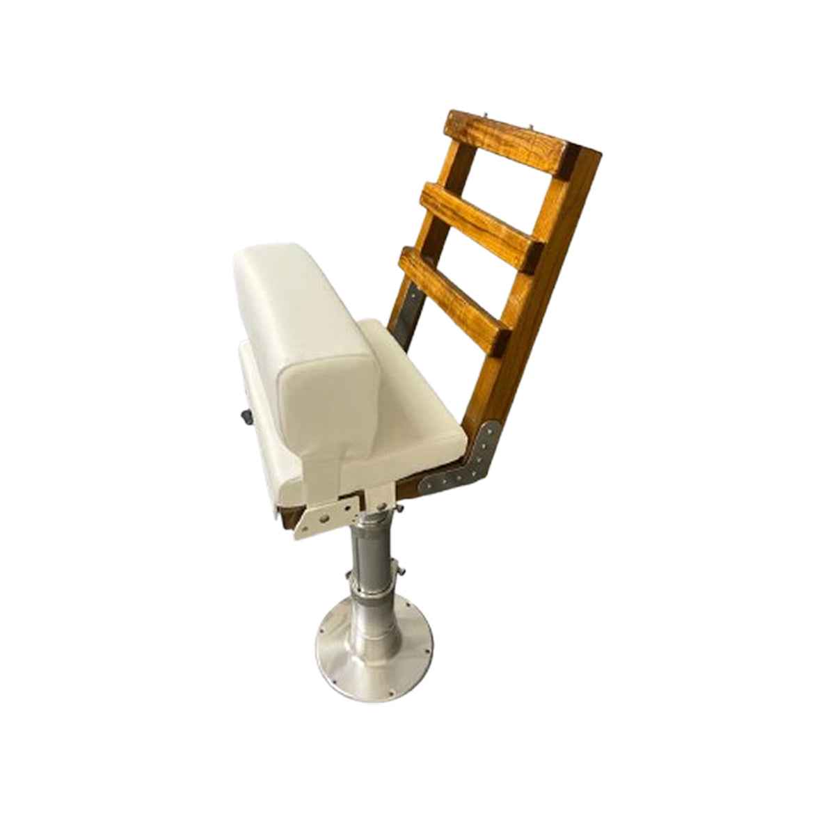 3 Rung Armless Teak Ladderback with Flip Up Bolster - made-to-order in Connecticut shop