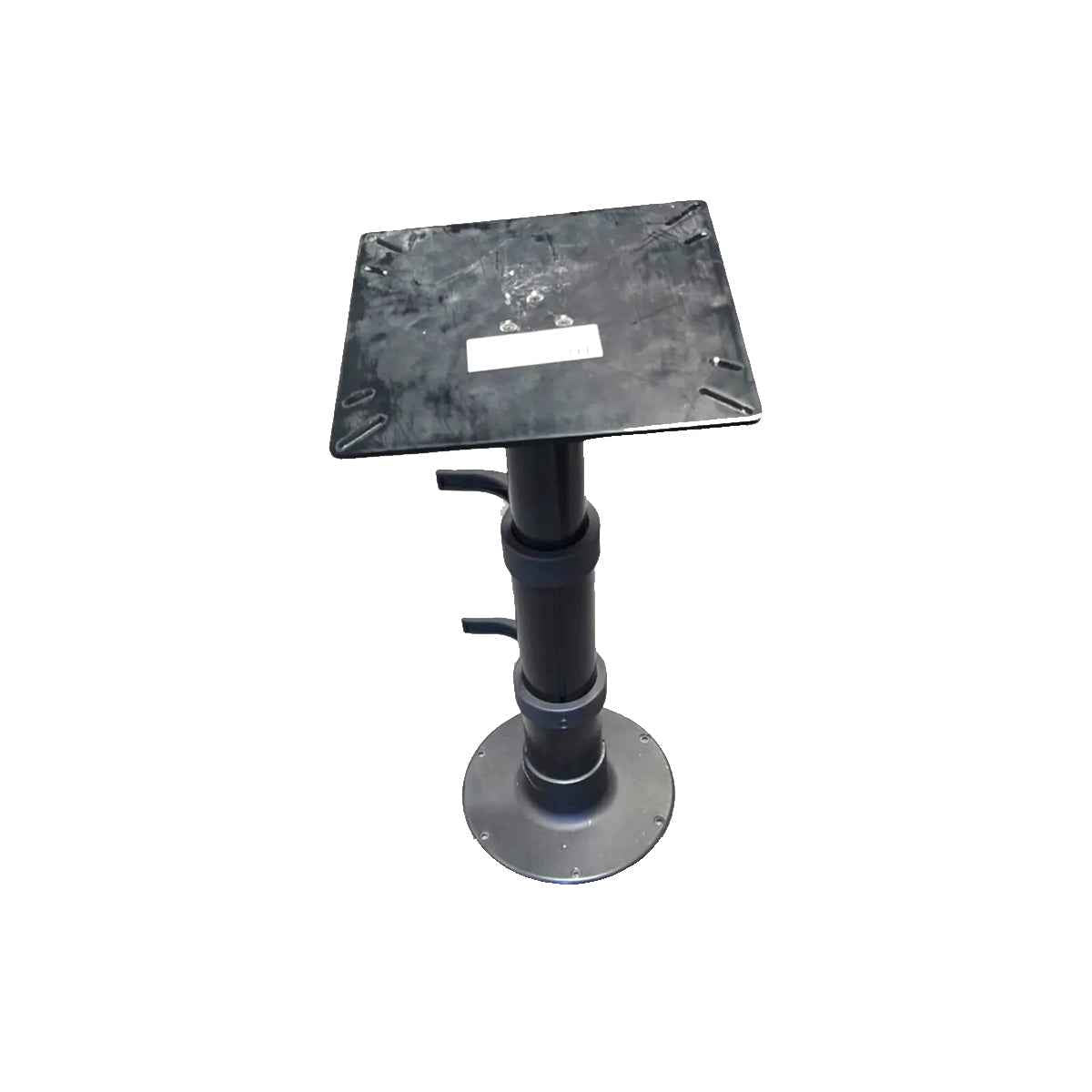 3 Stage Black Pneumatic Adjustable Table Pedestal - side profile with pedestal mount