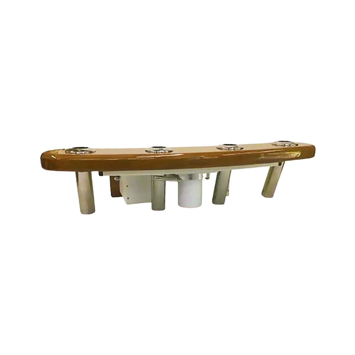 4 Rod Holder Teak Rocket Launcher with Oversize Bait Tray - stainless steel hardware