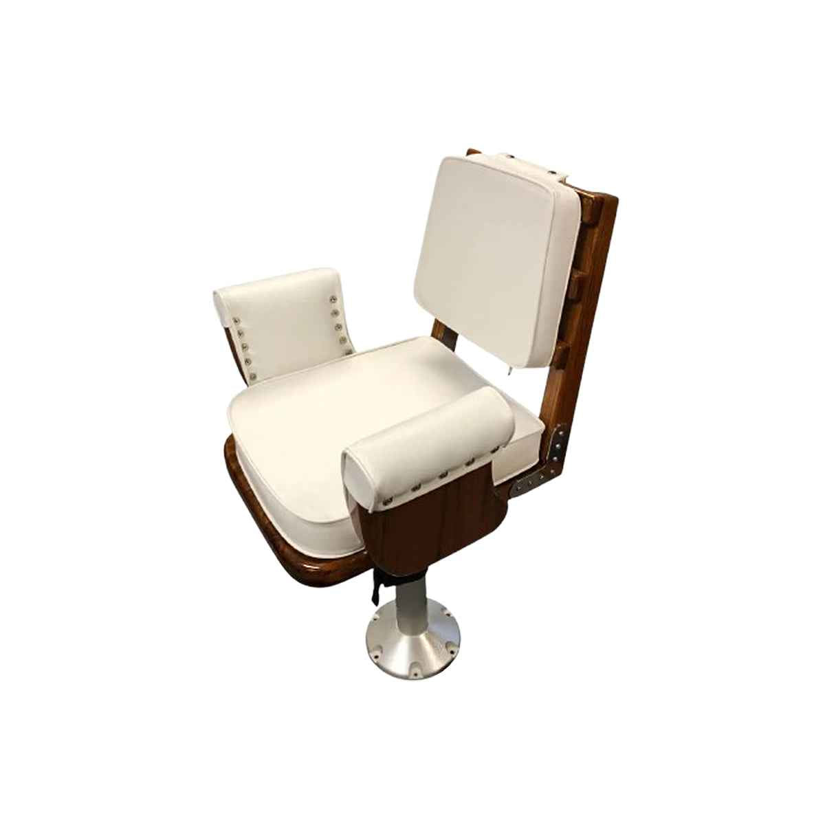 4 Rung Teak Ladderback - marine-grade vinyl upholstery