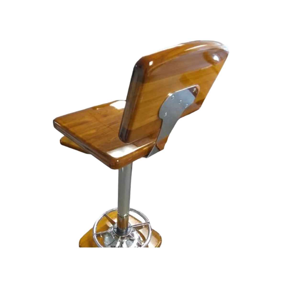 Barstool with Teak Backrest and Teak Seat - in boat galley setting