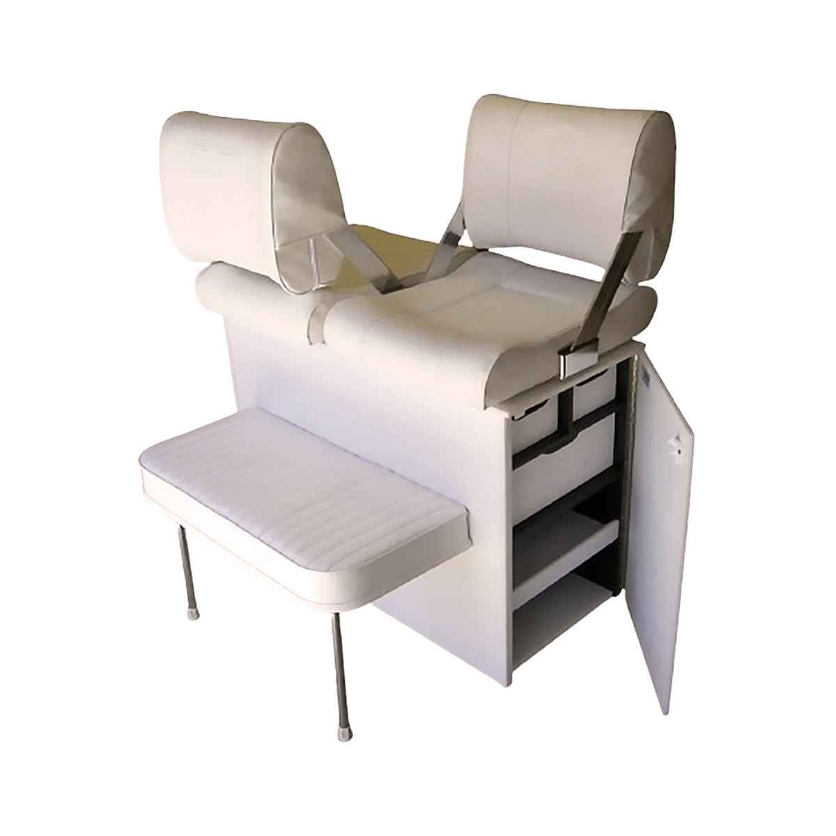 Double Wide Seat Locker Cabinet with Two Swingback Seats - King Starboard construction