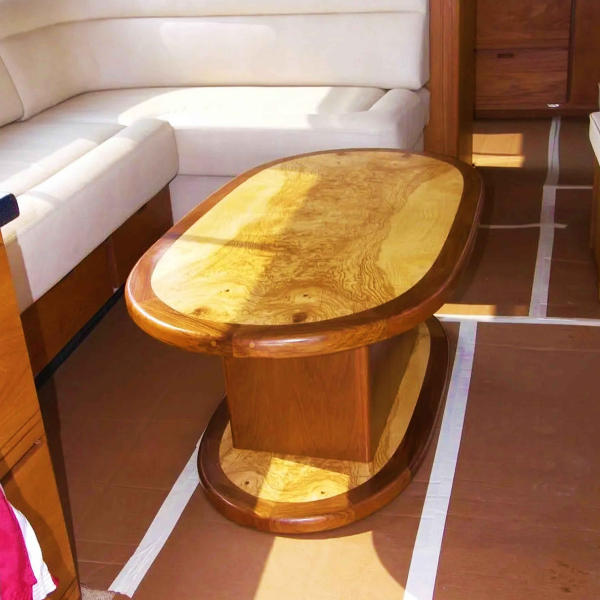 Nautical Lift-Top Storage Table - closed/folded compact position