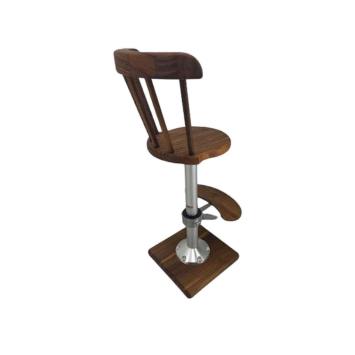 Round Barstool with Dowel Back - teak construction