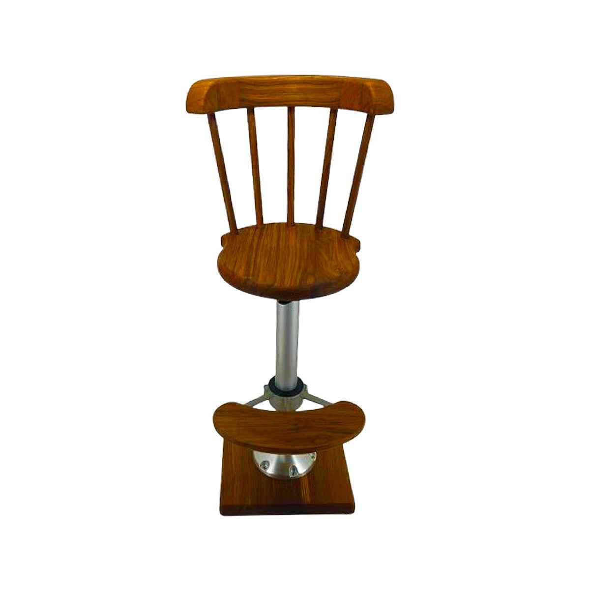 Round Barstool with Dowel Back - side view with footrest