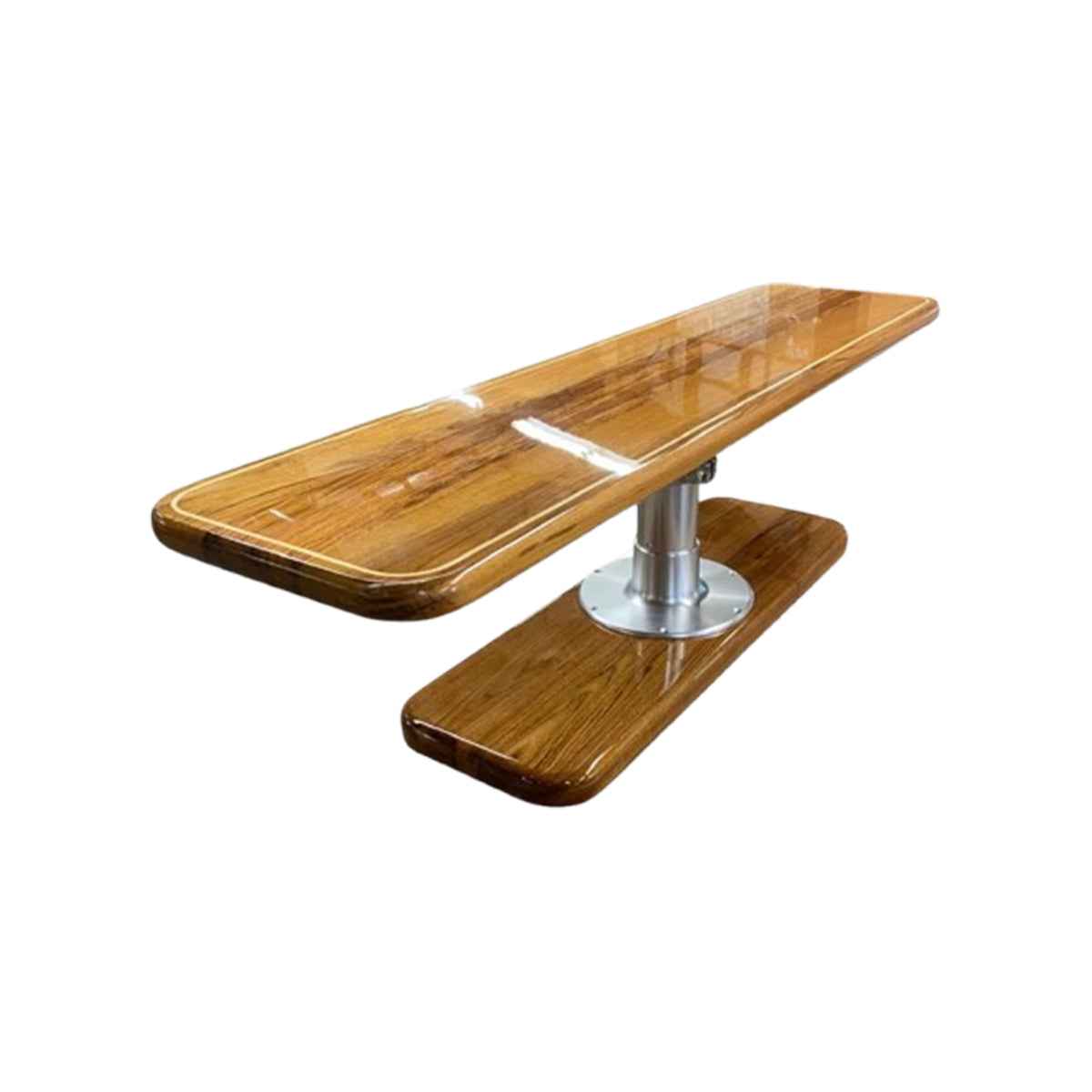 Adjustable 3 Stage Bright Dip Pedestal on Matching Wooden Floor Base - fold-over leaf extended