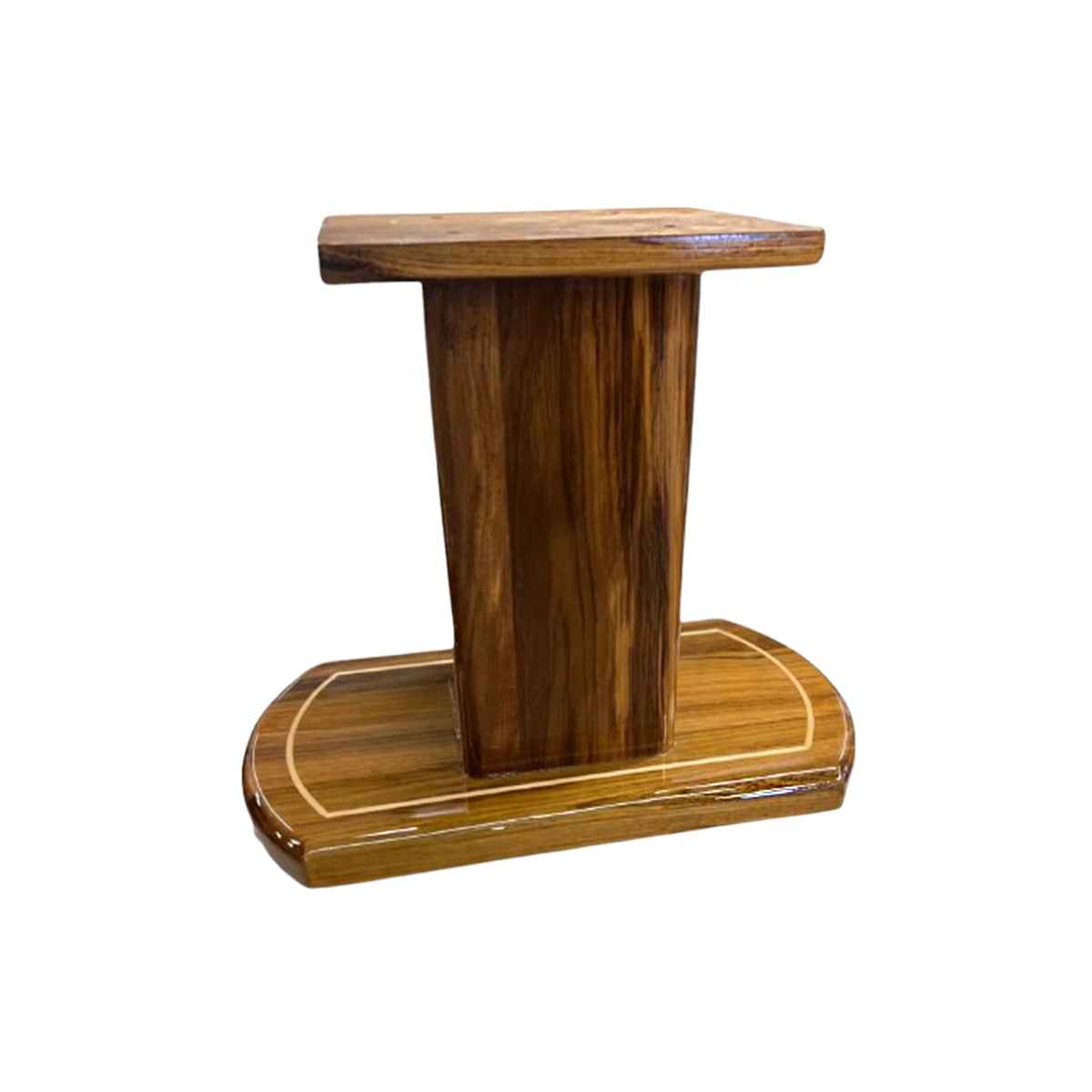 Table Base Fixed Height Wooden Stack w. Flush Floor Base - side profile with pedestal mount