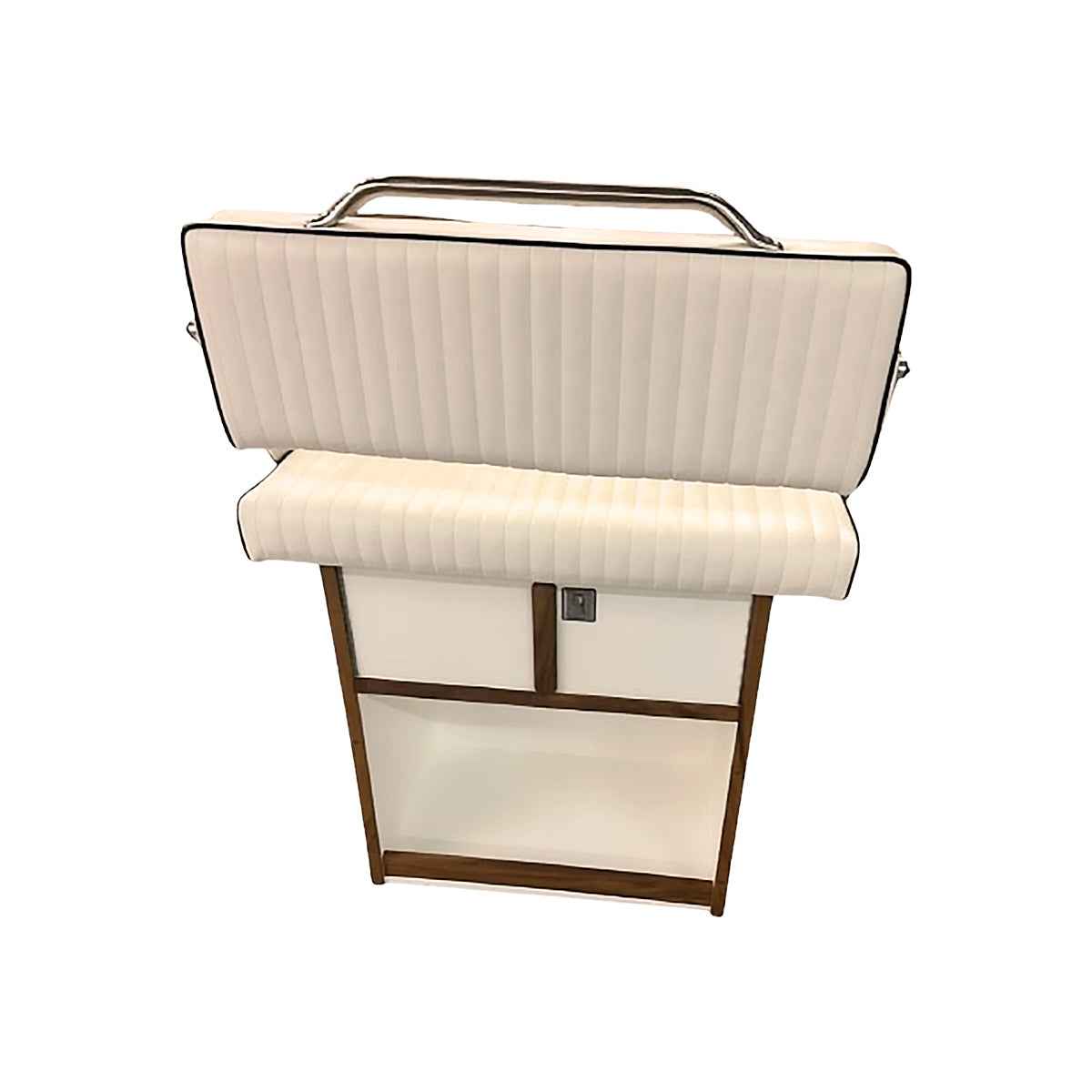 Teak Double-Wide Seat Cabinet with Swingback Bench - teak and King Starboard construction