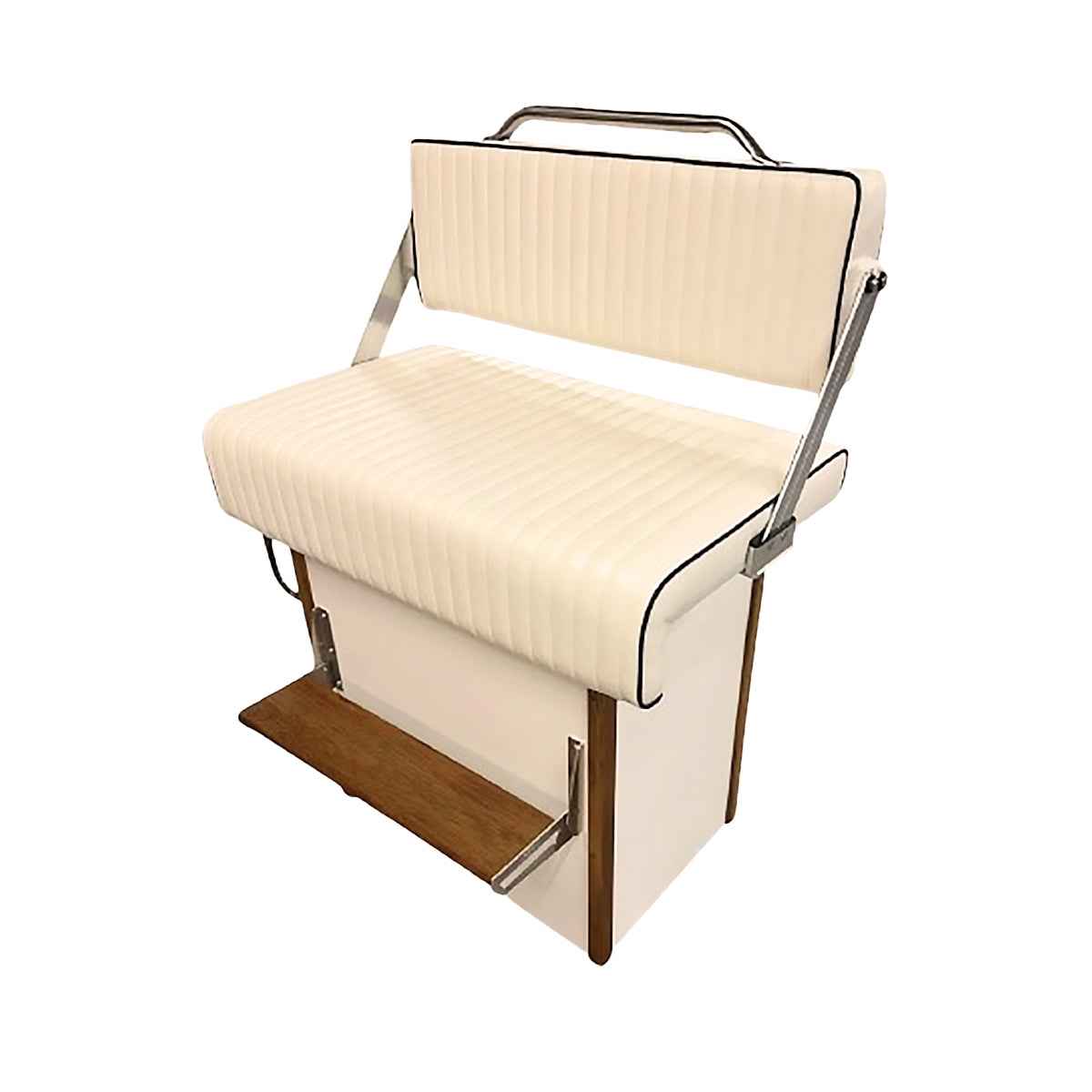 Teak Double-Wide Seat Cabinet with Swingback Bench - fold-down seat or swingback detail