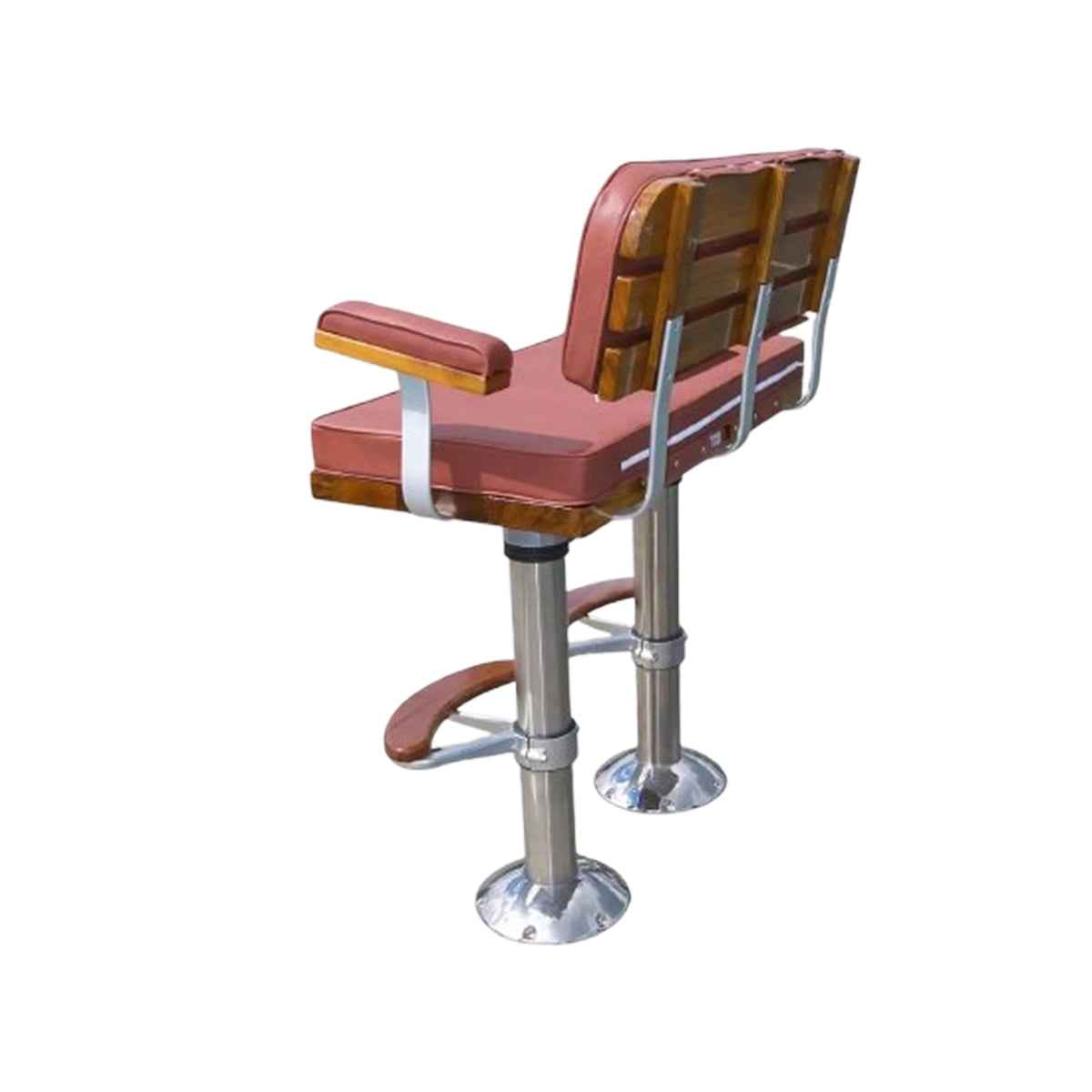 Teak Double Wide Ladderback - marine-grade vinyl upholstery