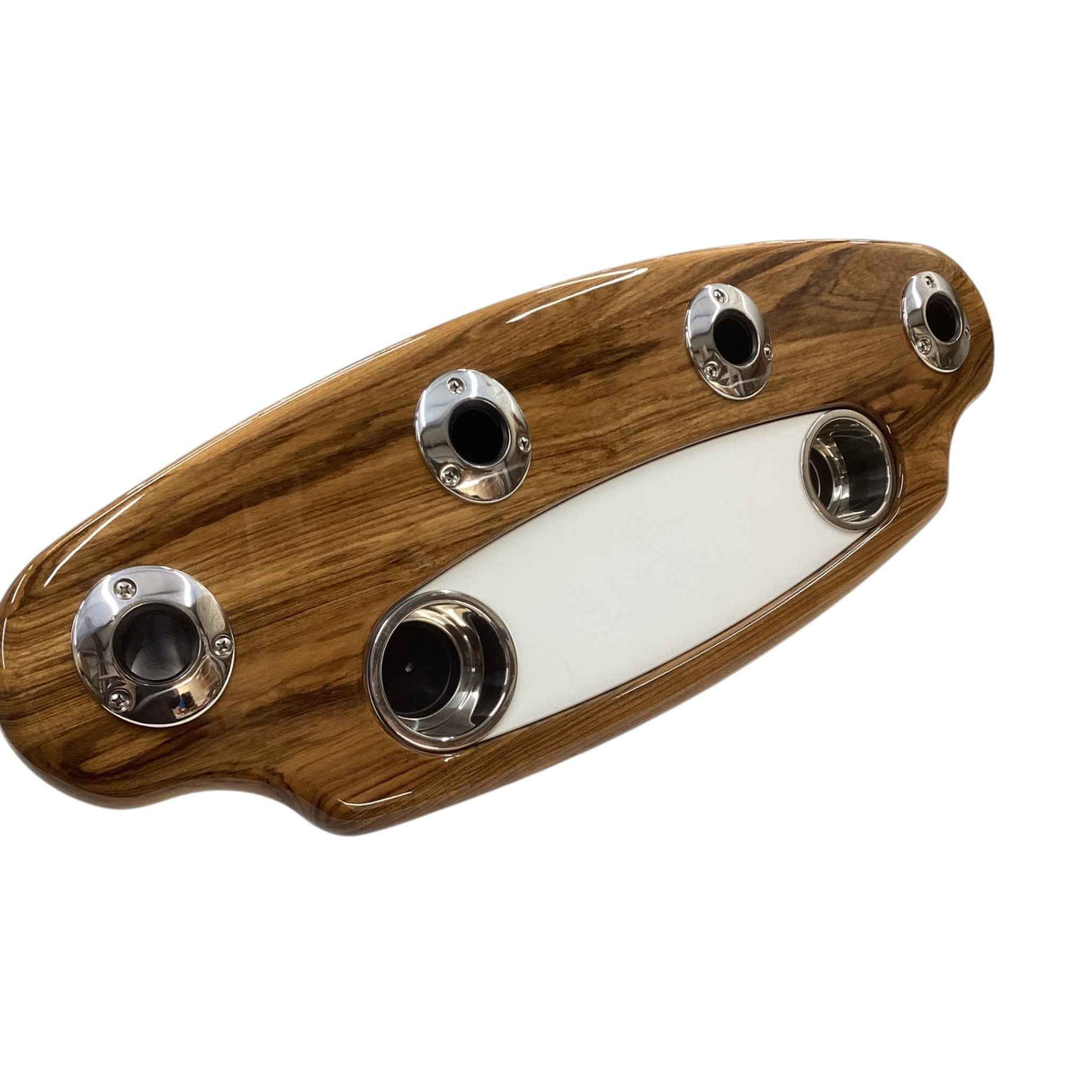 4 Rod Holder Narrow Teak Frame Rocket Launcher - side view showing frame construction