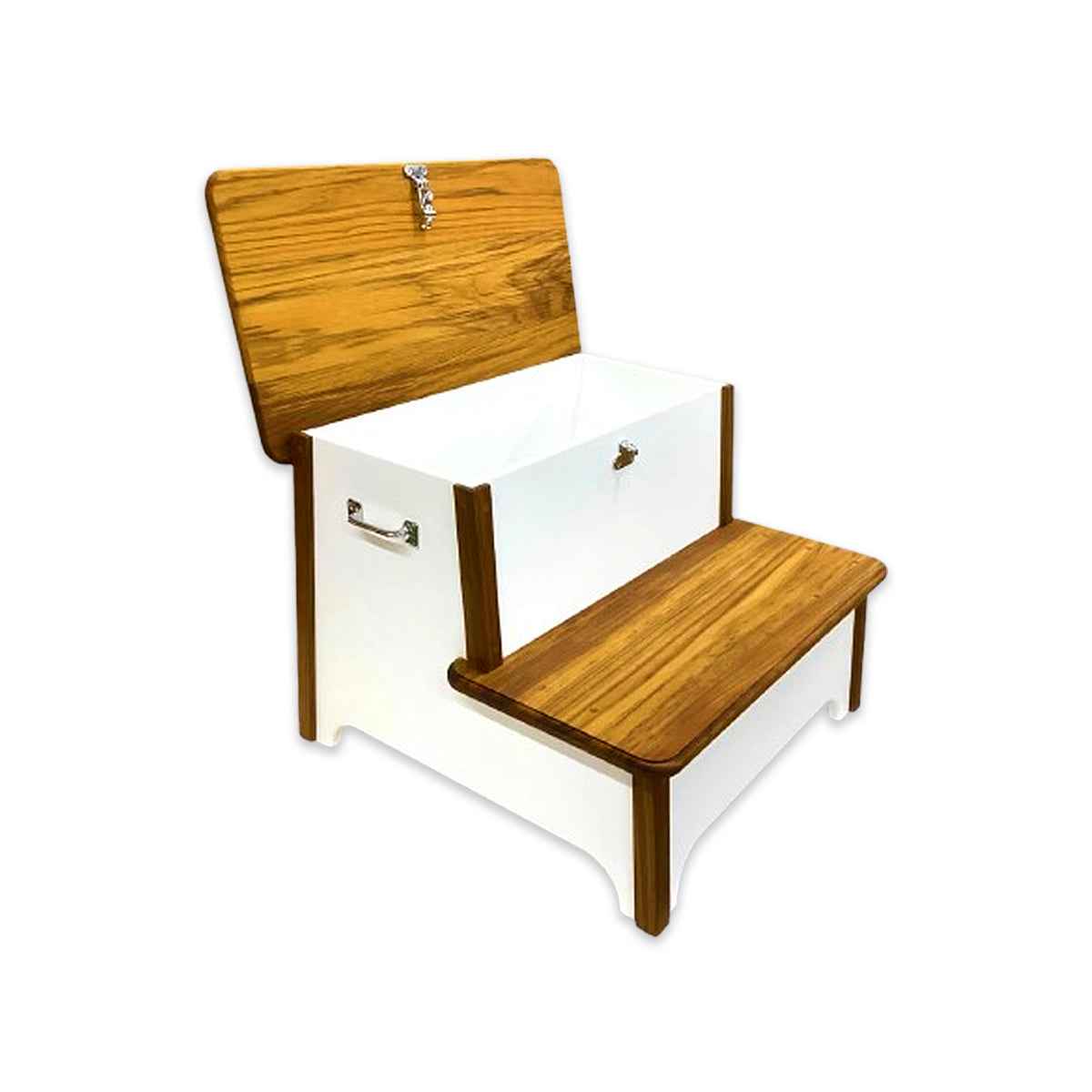 Teak Double-Step StepBox Boarding & Storage - Arrigoni custom marine product