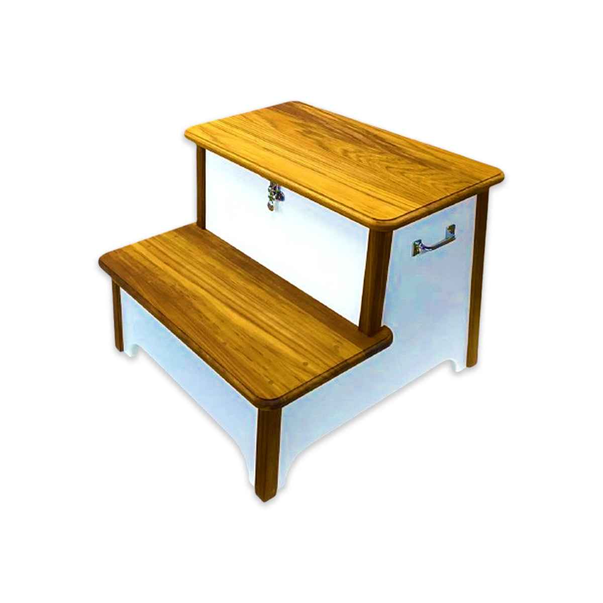 Teak Double-Step StepBox Boarding & Storage - detail view of craftsmanship