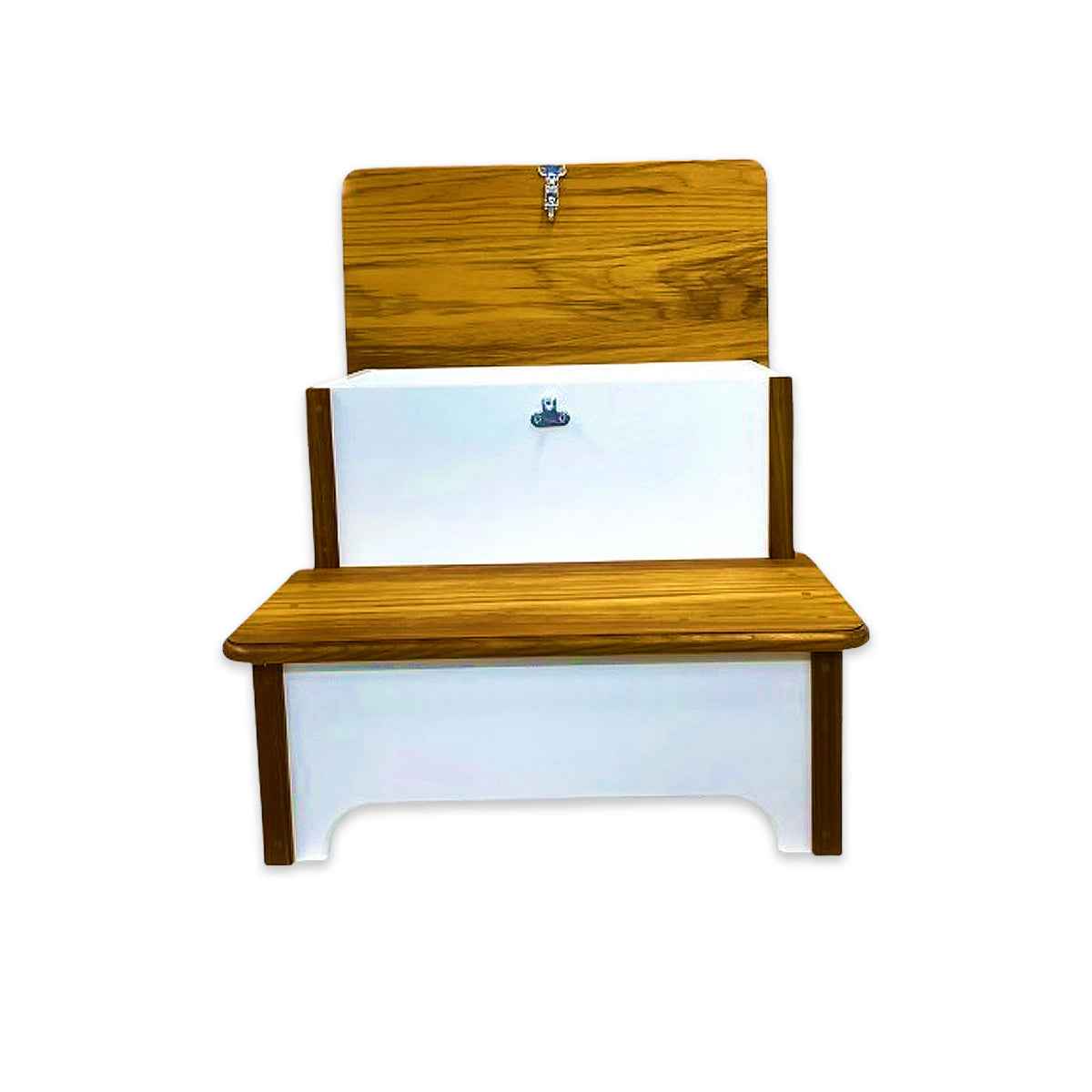 Teak Double-Step StepBox Boarding & Storage - side profile view