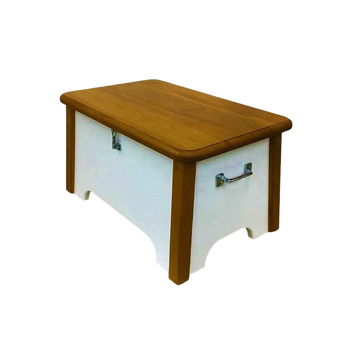 Teak StepBox - Boat Step - door hardware and grain detail