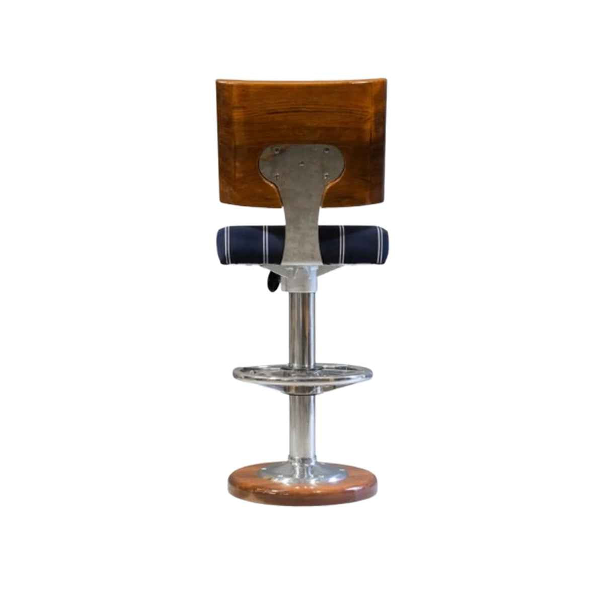 Upholstered Teak Backrest Barstool - in boat galley setting