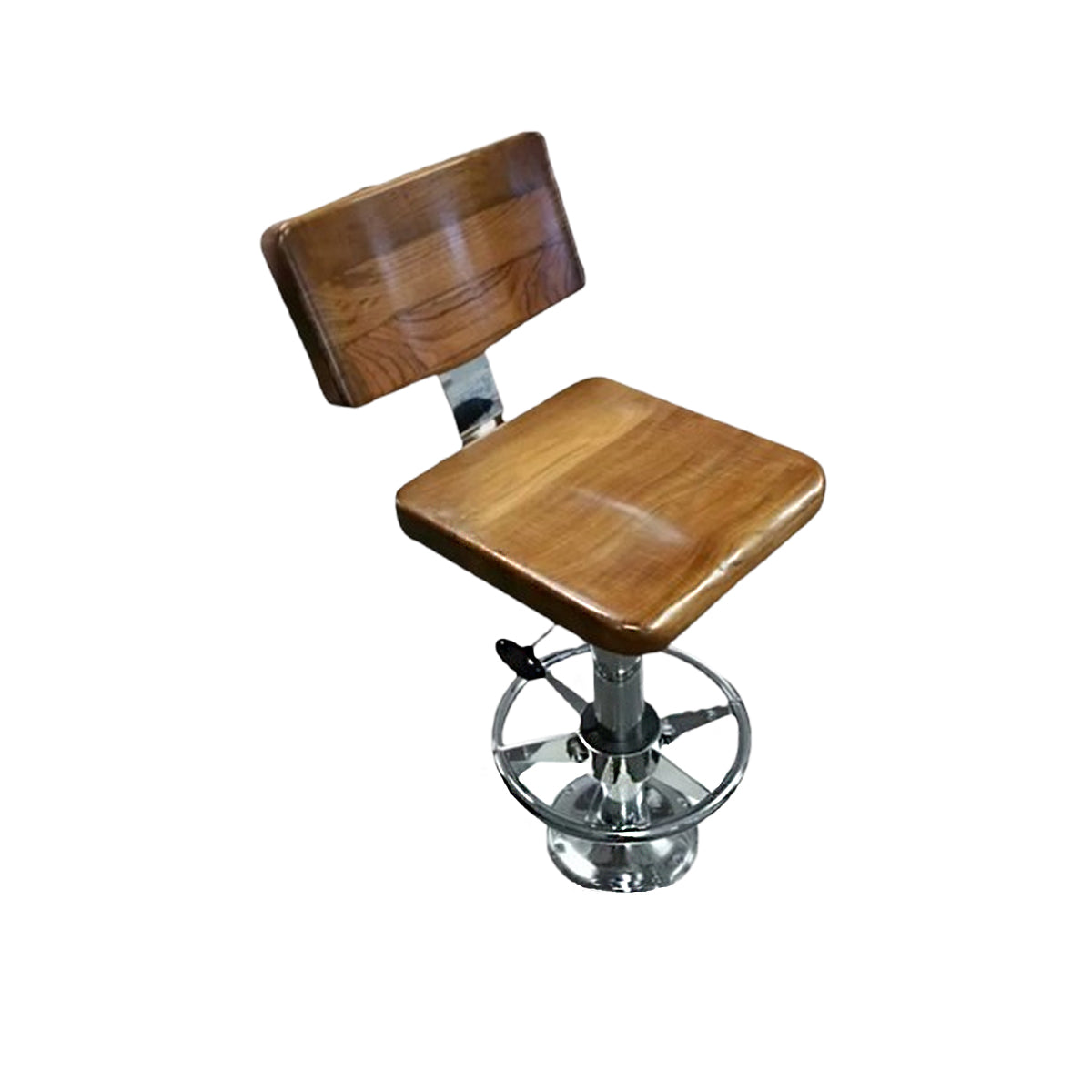 Barstool with Teak Backrest and Teak Seat