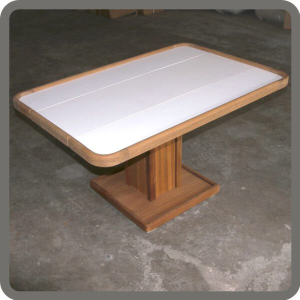 teak and poly drop leaf hi low boat table openjpg