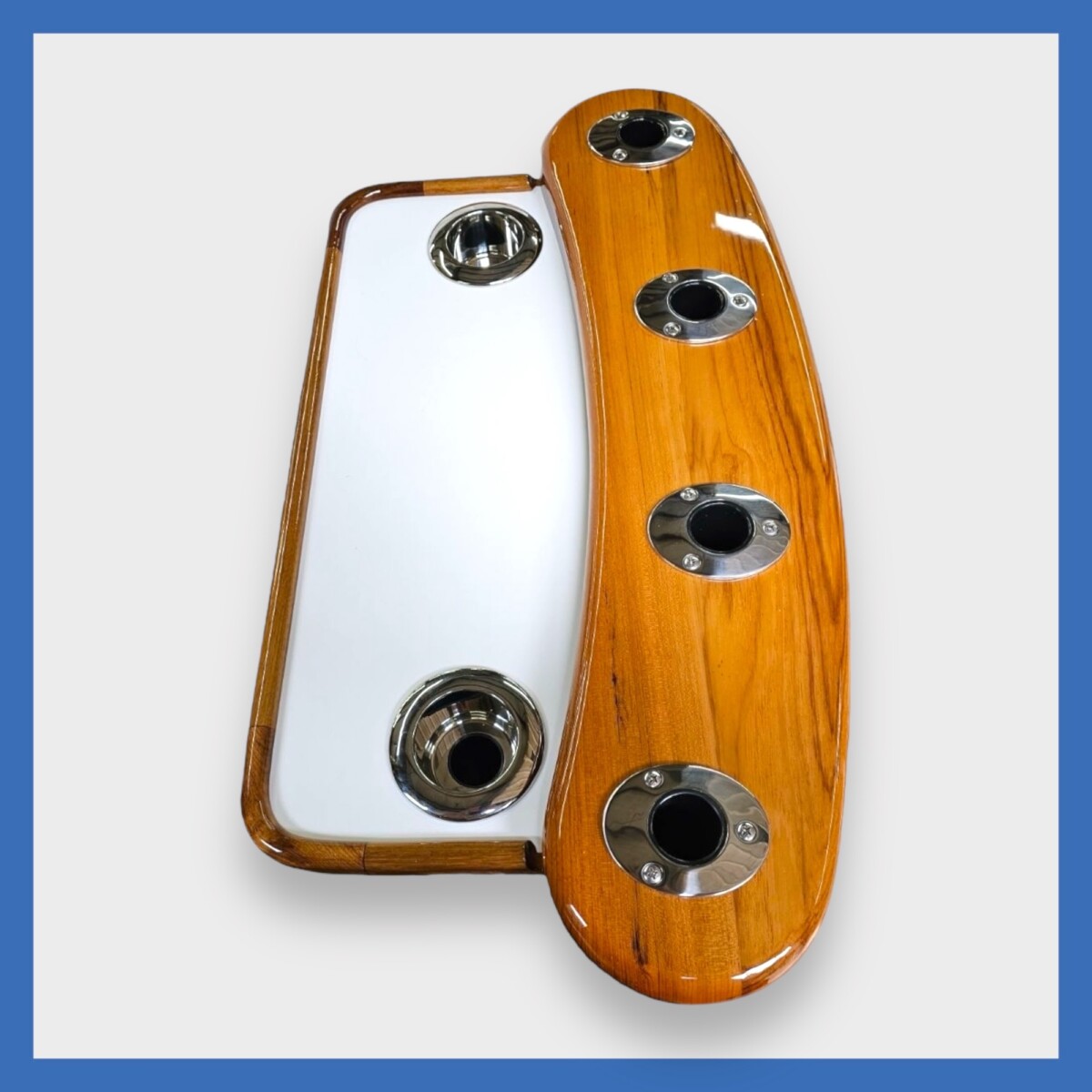 4 Rod Teak Frame Rocket Launcher with Oversize Bait Tray (RL-4TO) 1 RL 4T 4 Rod Rocket Launcher Oversized Tray