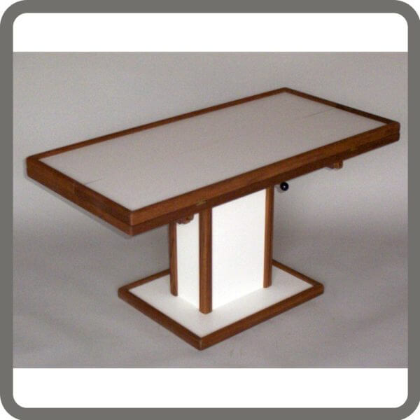 poly and teak rectangular hi low boat table
