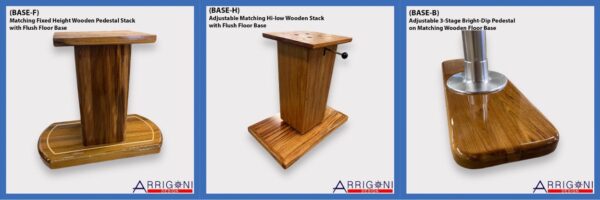 three bases fixed wooden pedestal with flush floor base